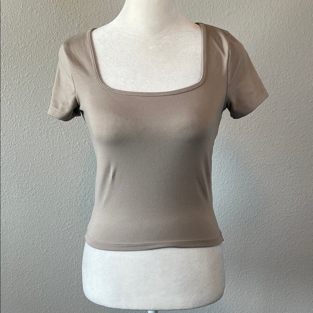 Hollister Beige Square Neck Crop Top Size XS